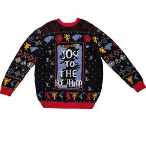 Game Of Thrones Ugly Holiday Sweater Joy To The Realm Westeros NY Laundry XL EUC